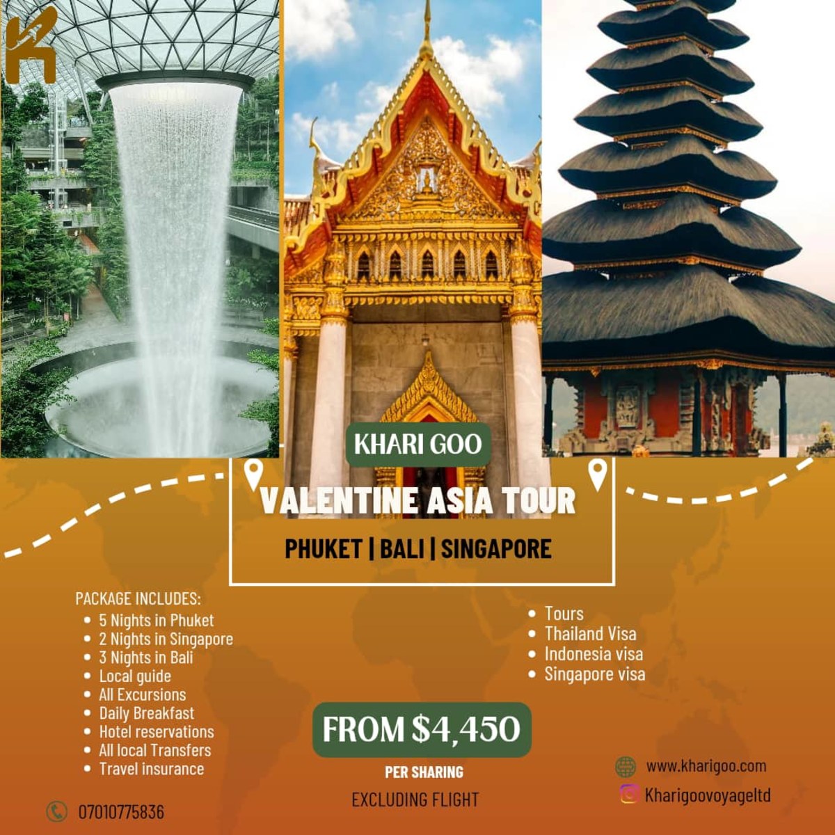 Experience a Phuket , Bali and Singapore Valentine Gataway